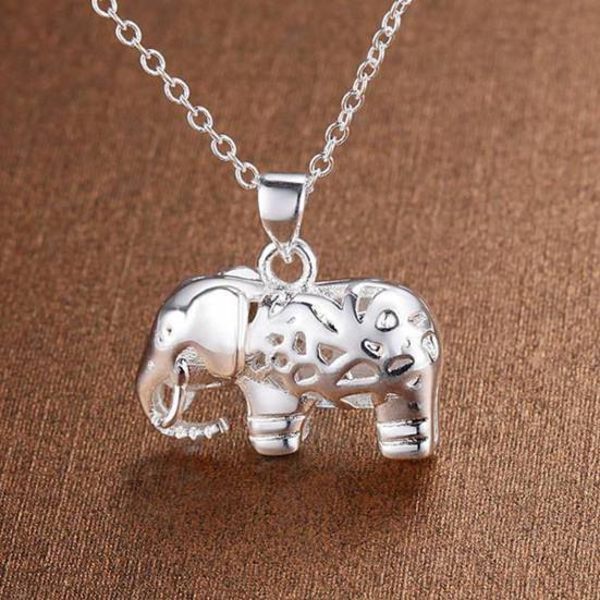 Lucky Elephant Pendant Necklace Hollow Necklace Alloy Animal Elephant Charm Amulet Necklace Friendship Gift for Women