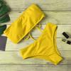 2Pcs/Set Women Bikini Set Bandeau Strapless Swimming Bra High Waist Swimming Briefs Set Beach Pool Bathing Suit