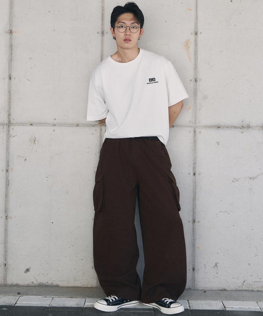 Beokeuldaun Wide Curved Cargo Cotton Pants (Brown)