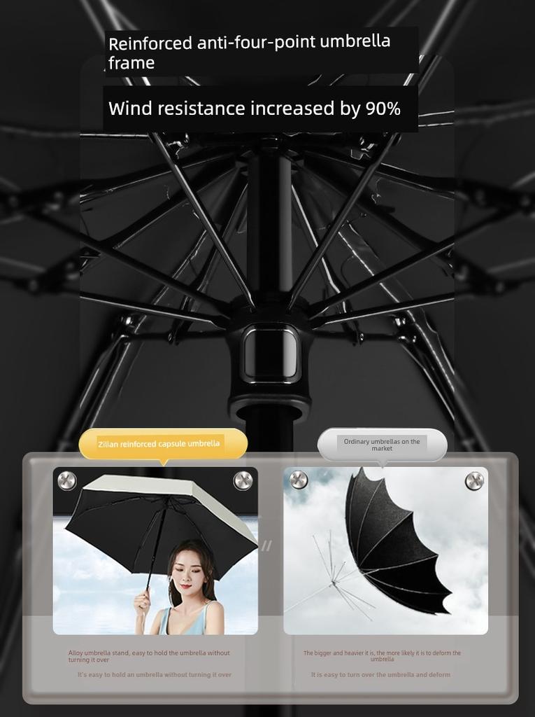 Capsule Sun Umbrella Sun Protection UV Protection Sunshade Umbrella Dual-Use Women's Mini Five Foldable Small Portable Pocket