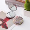 High Quality Double Sided Folding Round Pocket Mirror Colorful Art Deco Style Glass Metal Frame Customizable Logo