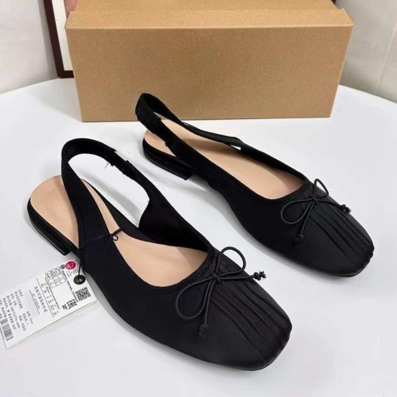 Mode Ballettstil Damen Flache Sandalen Sommer Marken Designer Süße Schmetterlingsknoten Slingbacks Draußen Tanz Mary Jane Schuhe für Dame
