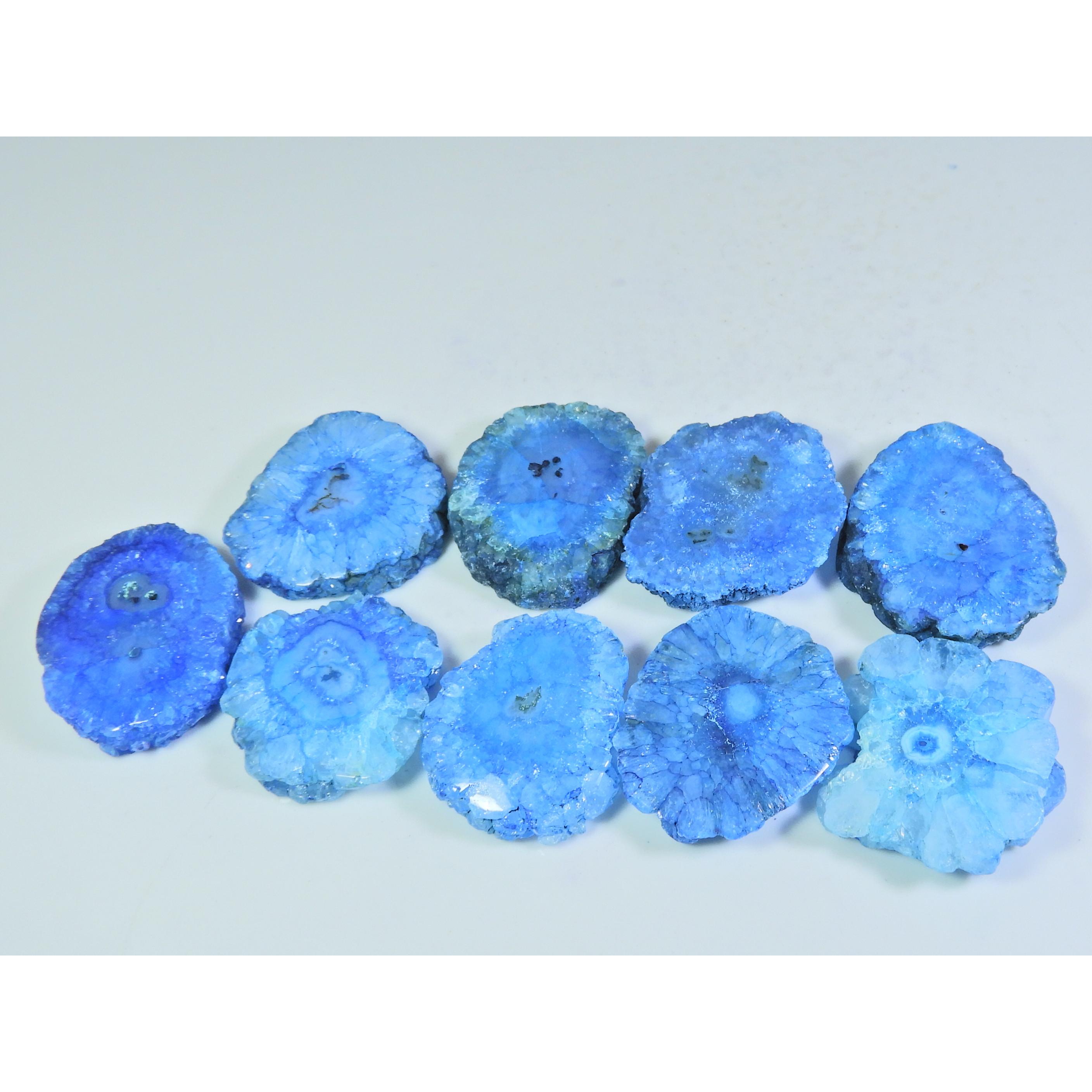 

453Cts. Dyed Solar Druzy Agate Mix Shape Cabochon Loose Gemstone 09Pcs Lot A-701