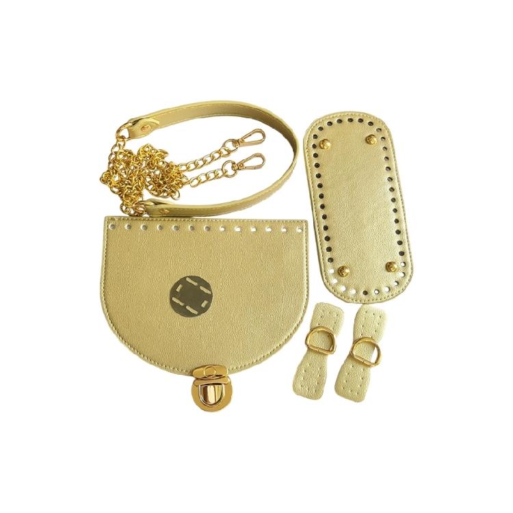 Leather Bag Making Kits DIY Leather Bag Knitting Set Shoulder Strap Top Zipper Lock for Crochet Handbag Shoulder Bags