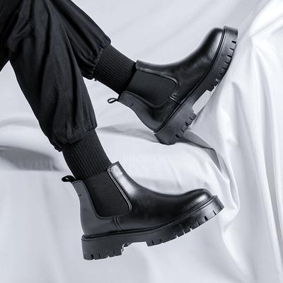 Chelsea Boots Leather Gentleman Stress Shoes Men Business Driving Shoes Handmade Black Chaussure Party Flats Dress Shoes