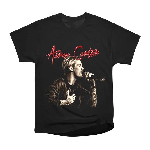 Men s and Women s T-shirts New Hot Aaron Carter Pop Music Black Cotton All Size Shirt XL