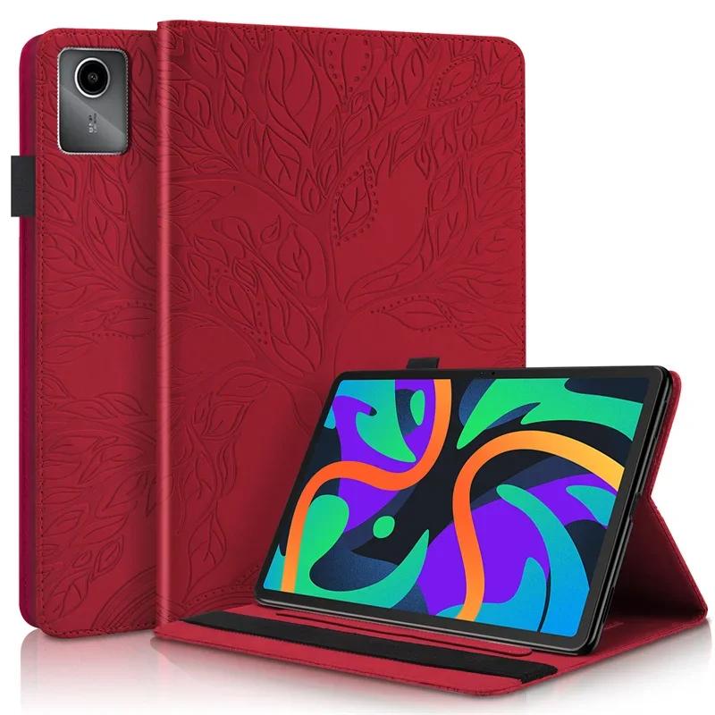 Tablet Case Funda For Lenovo Tab M11 Case TB330FU 2024 Tree Embossed Stand Back Shell For Lenovo Xiaoxin Pad 2024 Case Cover 