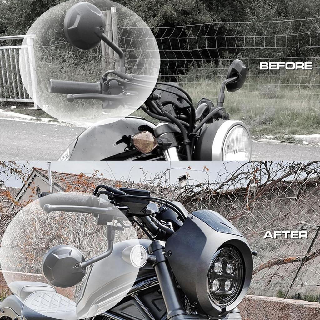 WOOGA Rückspiegel Überkopfhalterung, Motorrad Lenker Rückspiegel Seitenspiegel Umgedrehte Halterung, Unten Adapterhalterung Erweiterungsständer passend für