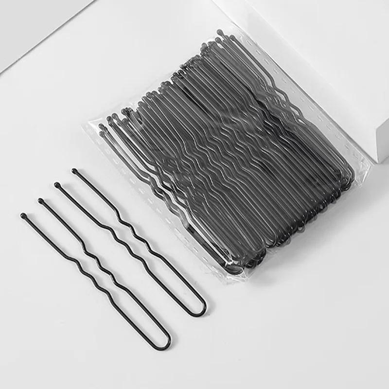 Unsichtbare U-förmige Haarnadeln für Damen Schwarze Haarspangen Wellige Haarspangen Einfache Haarnadeln für Mädchen Metall-Haarklammern Modische Haaraccessoires