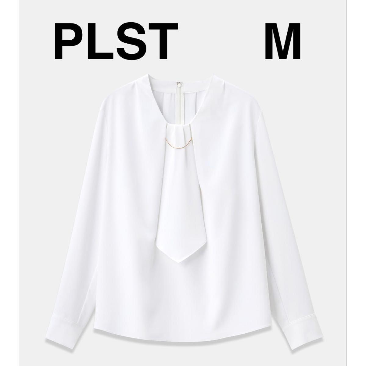 PLST UV cut chain parts blouse M bowtie blouse PLST
