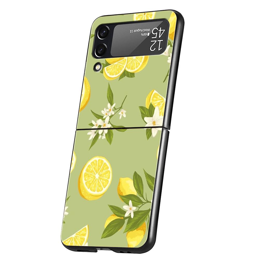 Luxus Handyhülle Für Samsung Galaxy Z Flip 3 4 5 6 Hartes Faltbares PC Für Samsung Z Flip3 Flip4 Flip5 Cover Retro Frucht Zitrone