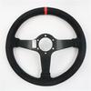 14 inch 350MM Suede Shallow Concave Steering Wheel with Red Stitching,Universal Racing Sports Steering Wheel