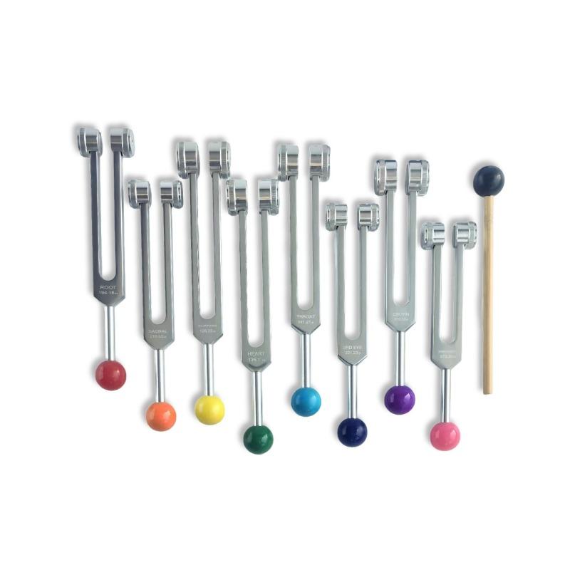 Colorful 8 Tuning Fork Set Healing Yoga Relaxation Musical Instrument Therapeutic Diapason Yoga Meditation Set Tuning Fork