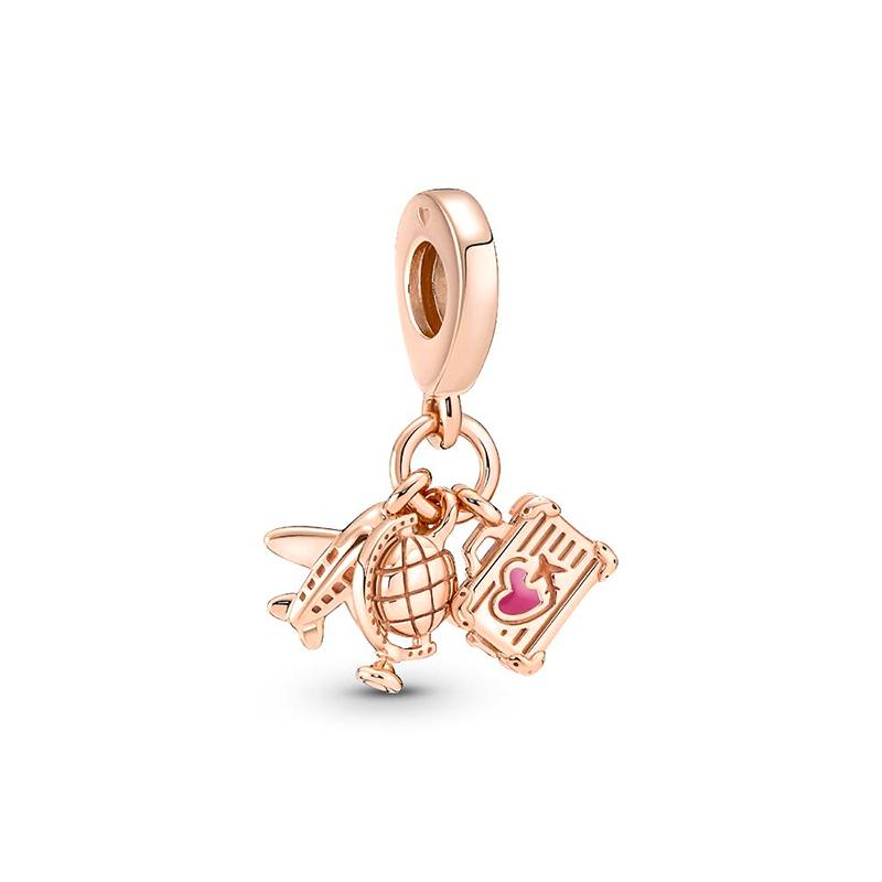 

DIY Women Jewelry Gift Rose Gold Original Charms Rose Flower Safety Chain Starfish Butterfly Heart Clip Beads Fit Snake Bracelet