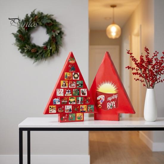 Cardboard Christmas Ornament Box Tree Advent Calendar Box, DIY Surprising Shaped Paper Hole Punch Party Favor Storage Gift Fillable Countdown