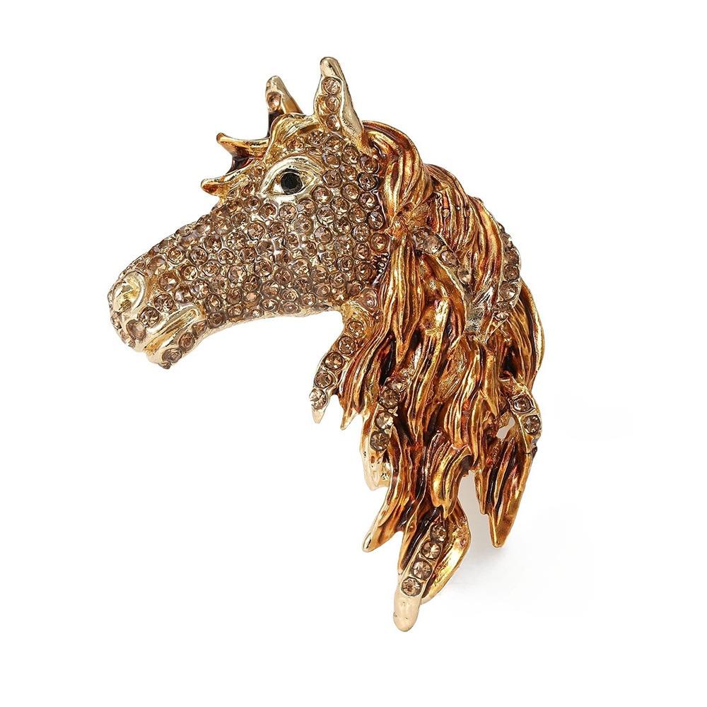 Rhinestones Running Horse Brooch Decorative Zodiac Animal Badge Brooch Pins  Jewelry Accessories