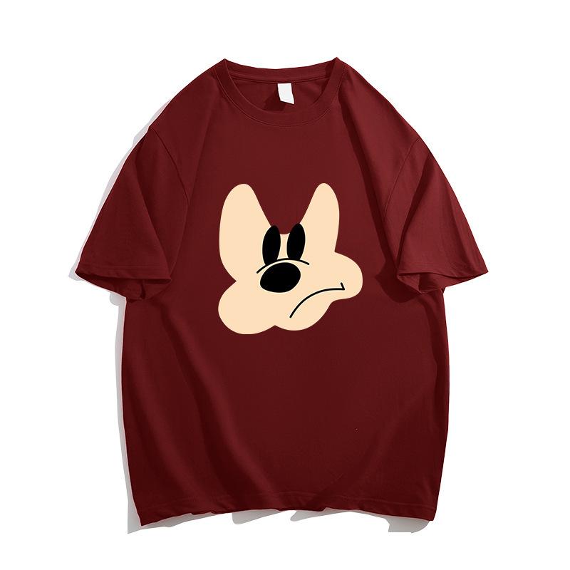 Women Pure Cotton Heavyweight Short Sleeve T-Shirt Cartoon Print Loose Lazy Tops Vintage American Casual Oversized Tees Summer Blouses