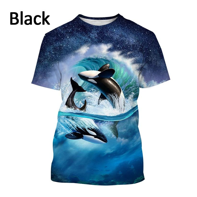 【CPGN STUDIO】25SS★ DTP Happy Dolphin Short Sleeve Tee Girls Short Sleeve Dolphin Graphic Tee - BLACK | The