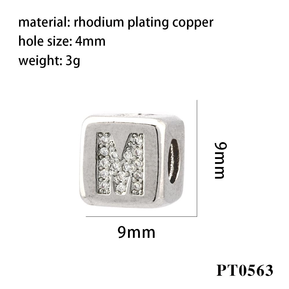 26 Letters Zirconia Inlaid Square Spacer Beads for DIY Bracelets, Necklaces & Pendants