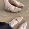 Inner height increase nude patent leather word with light mouth single shoes women's autumn and winter new temperament Mary Jane shoes