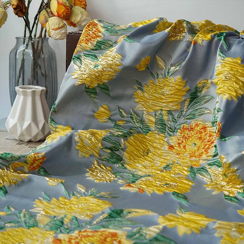 Floral Embossed Jacquard Fabric Palace Style High-quality Stunning Floral Design Yarn-dyed Fabric For Sewing Garments Dress