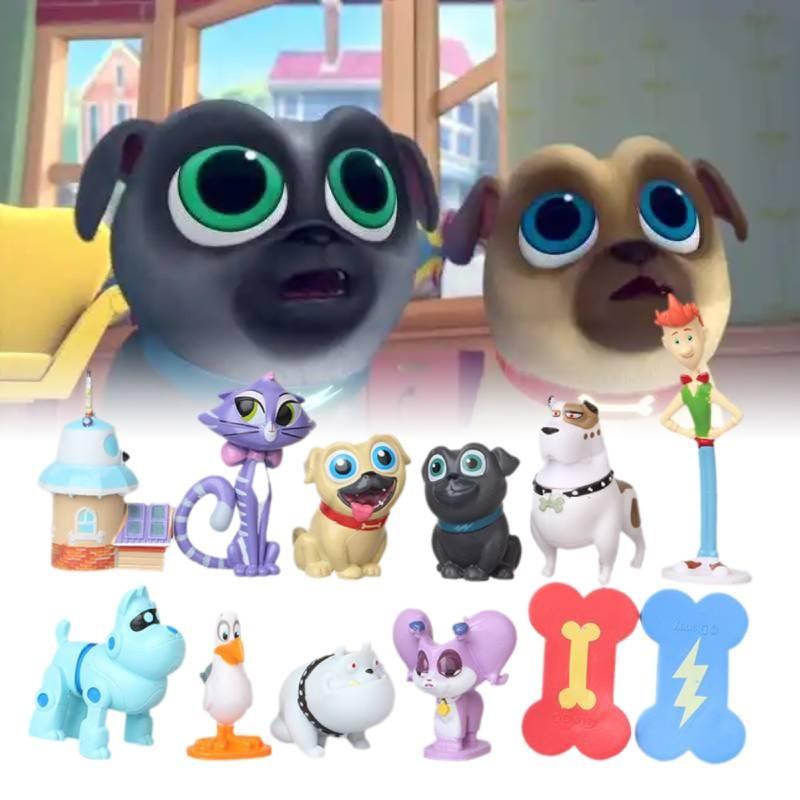 Puppy Pals Dog Figurine Cartoon Animals Cake Ornament 12pcs Xmas Decorate Gift