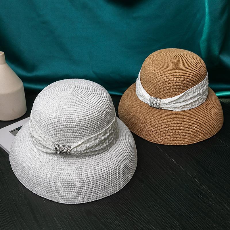 Straw Sun Hat for Women - UPF Protection, Fashionable Diamond Design, Breathable, Inelastic, Summer Fishermans Hat with Trendy Look
