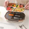 Leak-proof Portable Food Container 304 Stainless Steel Divided Lunch Plate  Students