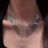 [Silver Waterfall] Light Luxury Premium Silver Gypsy Snake Chain Waterfall Tassel Necklace Fashion Versatile Clavicle Chain
