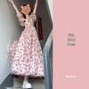 Atemberaubendes französisches Campanula Rosa Blumen Chiffon Sommerkleid - Super Feenhaft Langer Stil