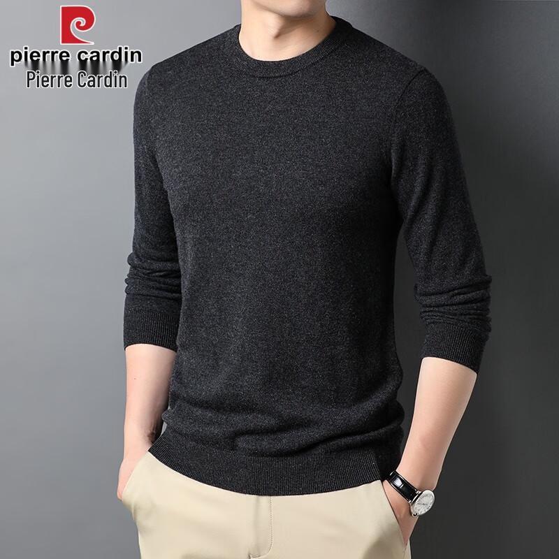 Pierre Cardin Men's Solid Crew Neck 100% Wool Sweater