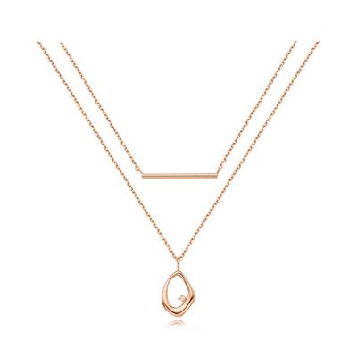 Informal Layered Silver Pink Necklace Tnssvp13023M