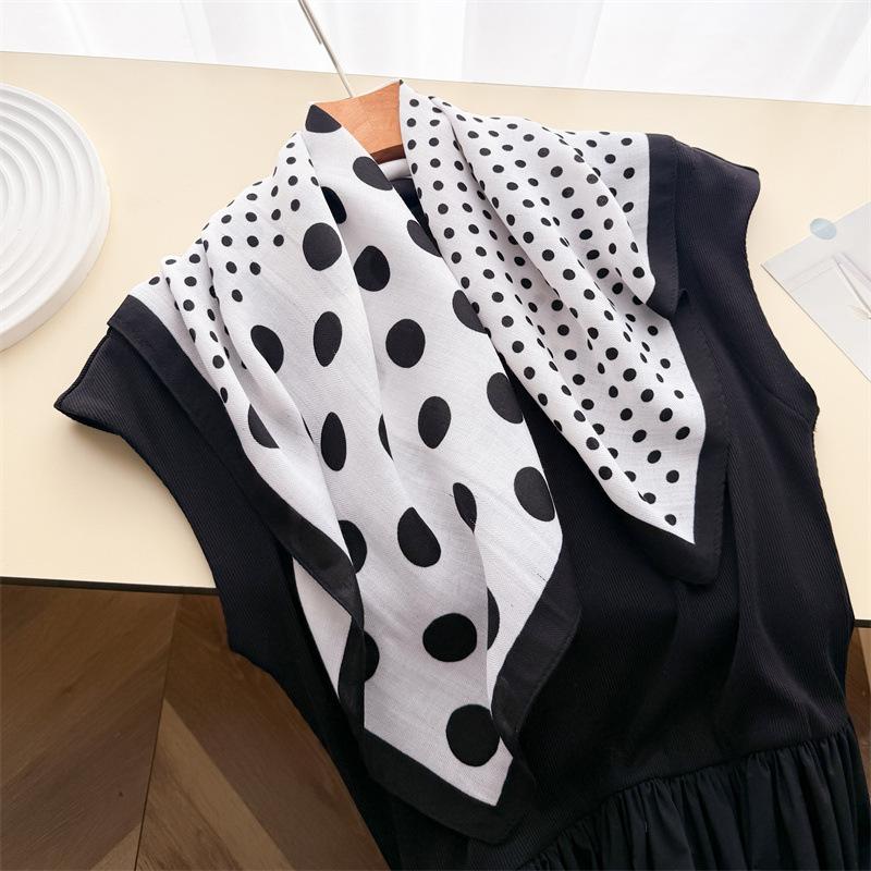 Korean Simple Polka Dot Imitation Velvet Herringbone Pattern Cotton and Linen Small Square Scarf Silk Scarf Headscarf Shawl Decorative Scarf Scarf