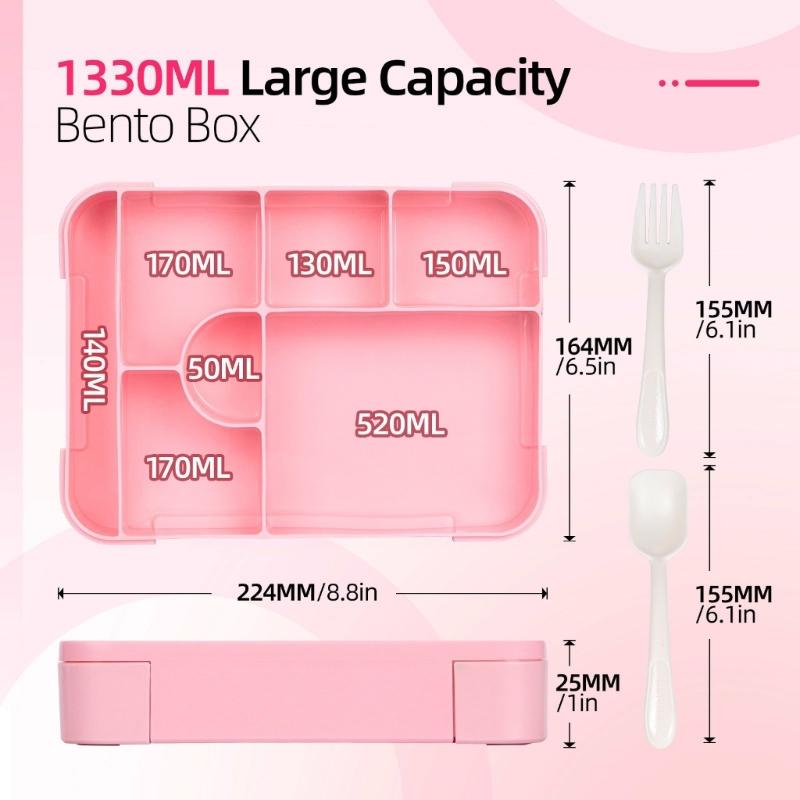 Stackable Plastic Lunch Box with Multiple Compartments Microwave Safe Bentos Container for Students Children School Meal Preparation