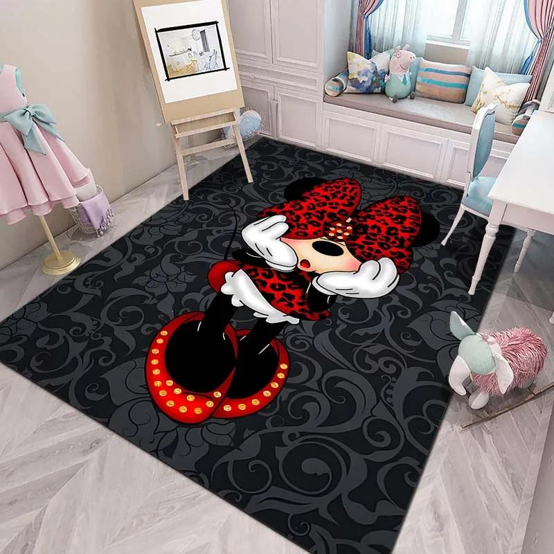 Cute Cartoon Carpet Minnie Mouse Printed Rug for Home Living Room Bedroom Kids Room Decor Non-slip Floor Mat Next Day Shipping
