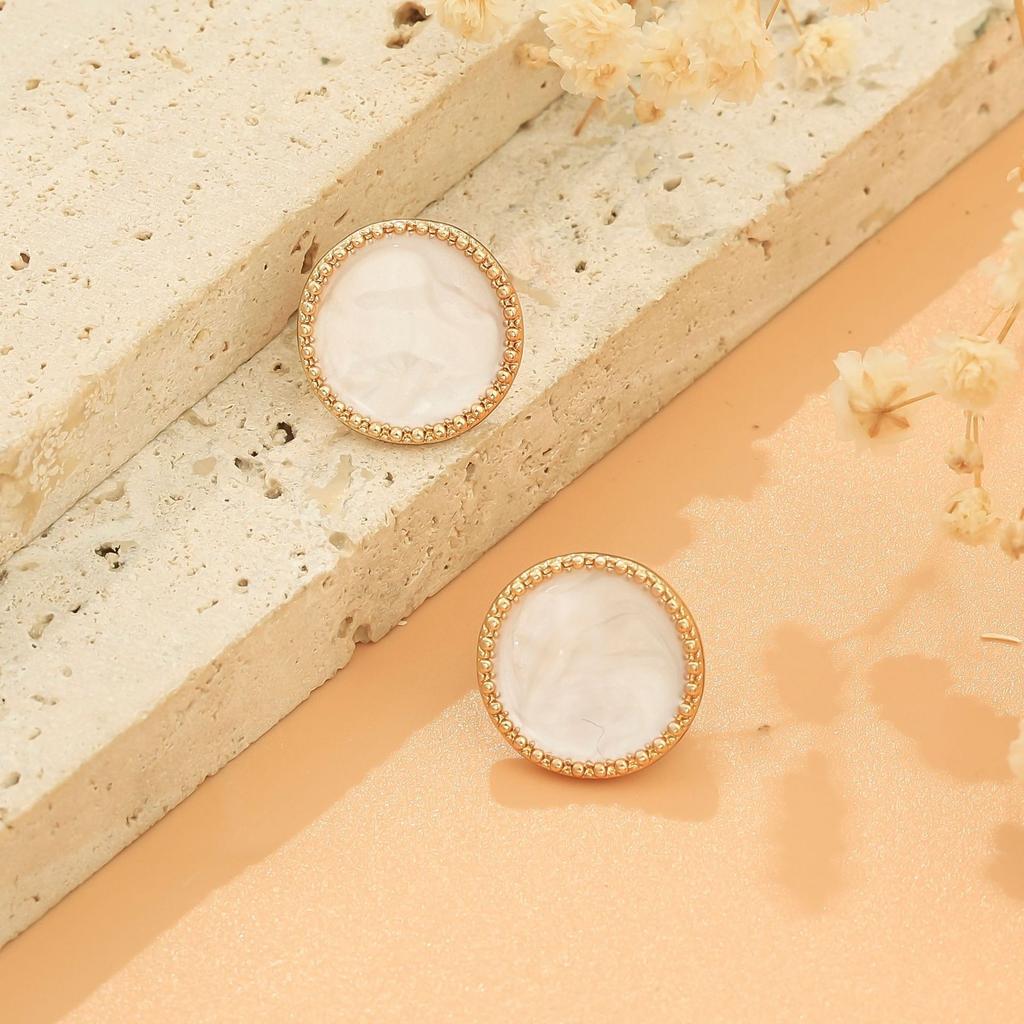 Jewelry niche design sense irregular round dripping oil white bracelet necklace stud earrings ring set