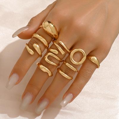 Ensemble de bagues géométriques dame du vent, petit design auto-test ouvrant réglable, bague haut de gamme polyvalente
