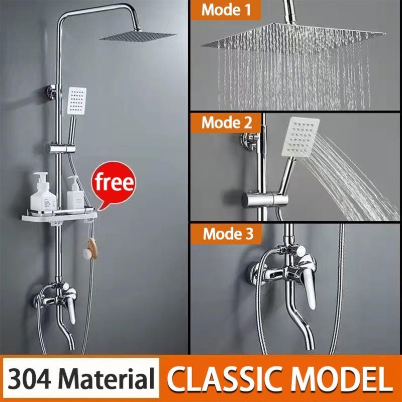 

4-в-1 Насадка для тропического душа для ванной комнаты Термостатическая насадка для душа с наддувом Регулируемая насадка-бустер для душа Душевой набор Model-A