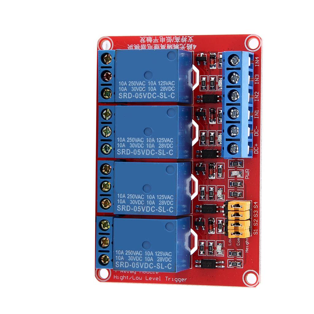 4 Channel Optocoupler Relay Module Board High & Low Trigger 5V 12V 24V(5V)