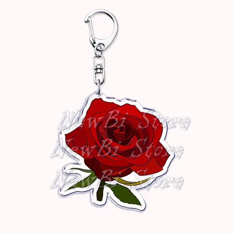 Romantic Pink Rose Flower Keychains Sunflower Red Love Keyring for Accessories Bag Key Chain Ring Jewelry Lovers Friends Gift