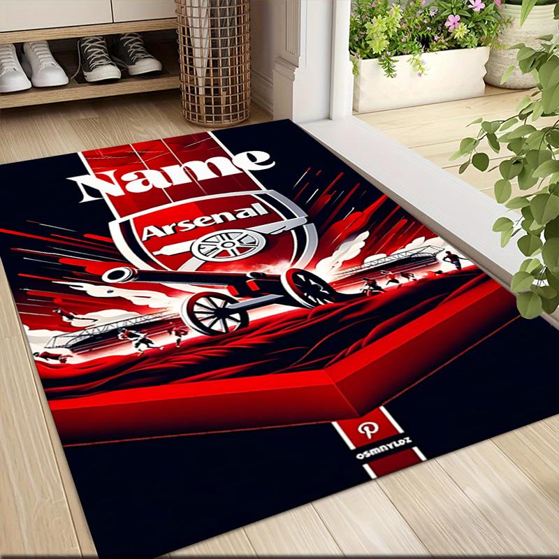 Custom Name "Thunderstorm Arsenal Crest" Carpet Rug Customizable Soft Washable Anti-Slip Home Living Room Sofa Mats Personalized Rug. 0909422
