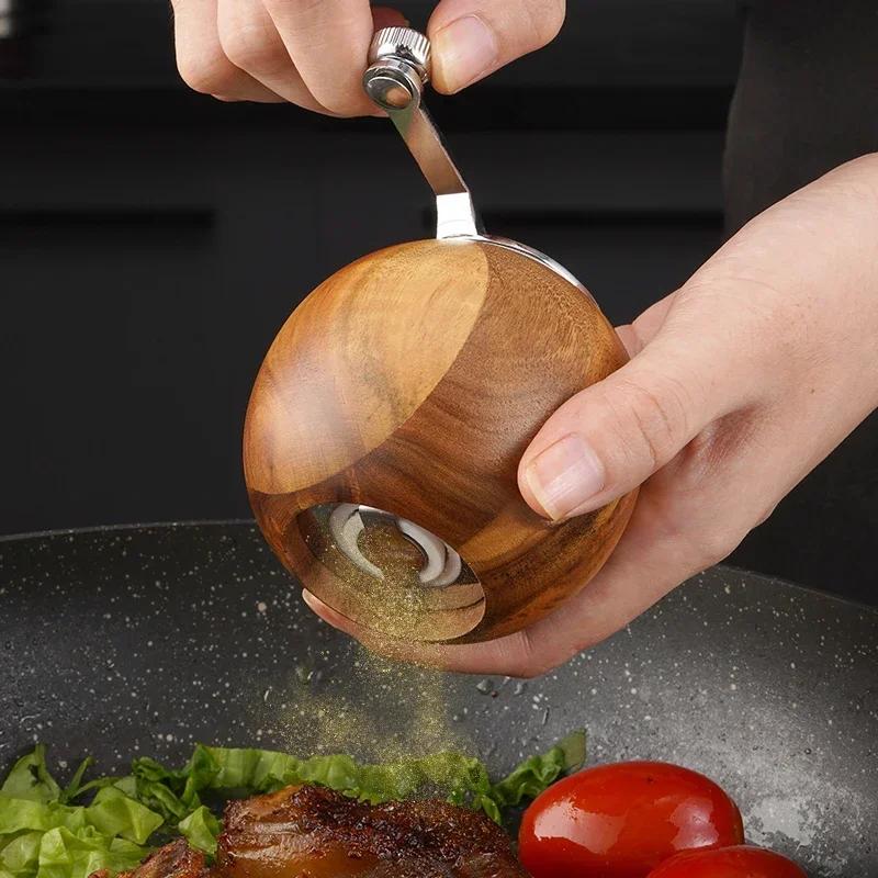 2PCS/Set Salt and Pepper Grinder Sets Pepper Mill Manual Freshly Ground Seasoning Bottle Ceramic Core Solid Wood Pepper Grinder