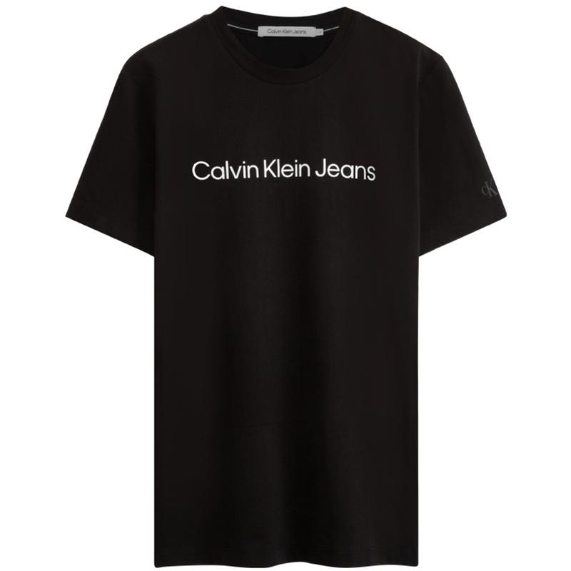 

Calvin Klein Letter Print Breathable Slim Fit Short Sleeve T-Shirt Unisex Tops Black J320931BEH XXL