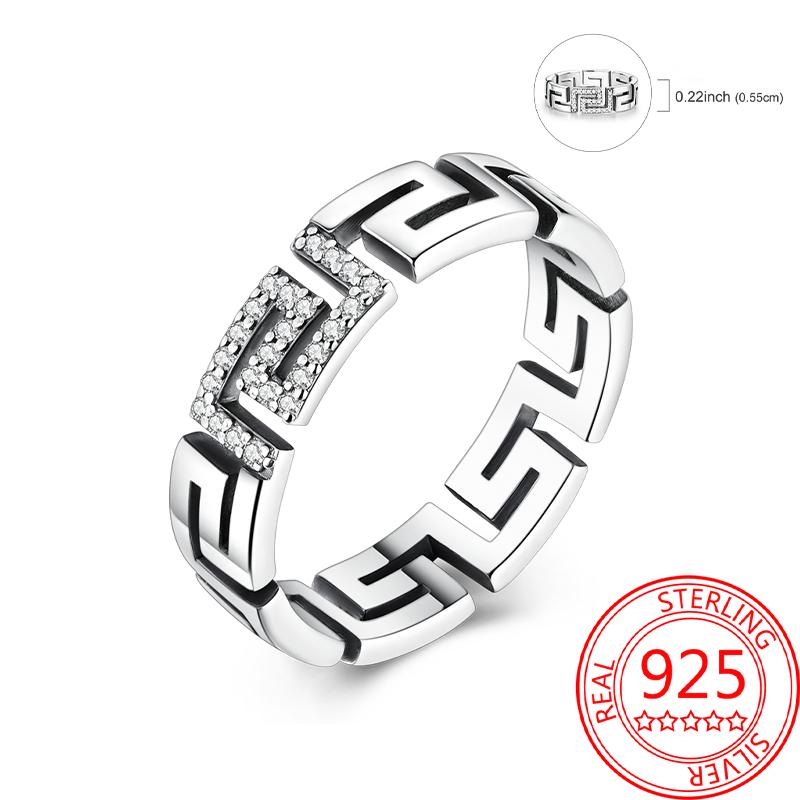 925 Silver Beautiful Stars and Moon Shining Sun Geometry Infinite Combination Ring Boutique Matching Gifts