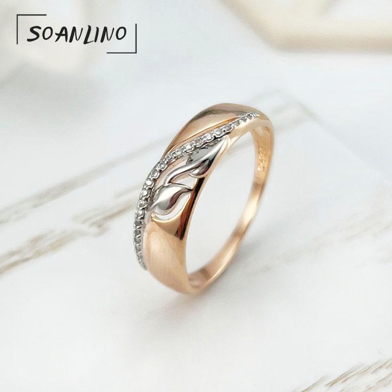 

SOANLINO двухцветное кольцо с цирконом, кольцо из розового золота для мужчин и женщин