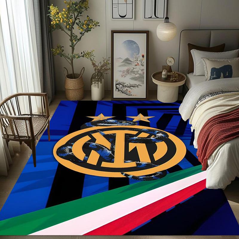 Tappeto con Stemma Inter Milan Stampa Artistica Adatto a Tutte le Stagioni Arte Moda Decorazione per Dormitorio