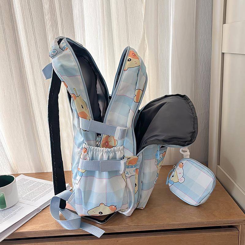 Children's Schoolbag Women's Cartoon Printed Large Capacity Backpack with Coin Purse