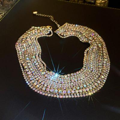 Collier Choker Exquis Multicouche en Diamants Colorés - Mode Européenne & Américaine Haut de Gamme