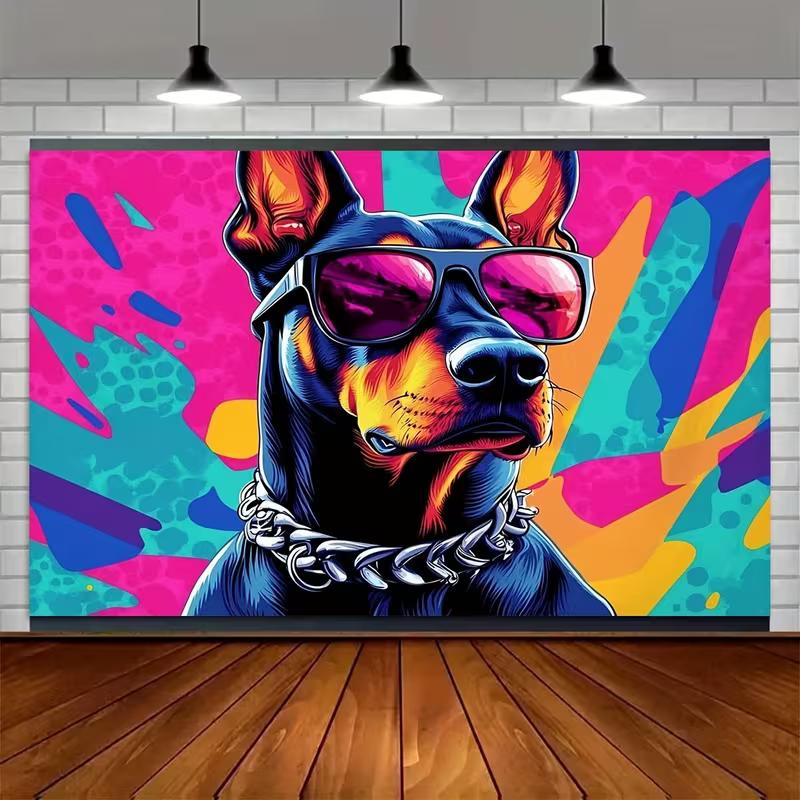 2D Pop Art Dobermann Hintergrund Bunter Spritzer Hintergrund Studio Fotografie Hintergrund