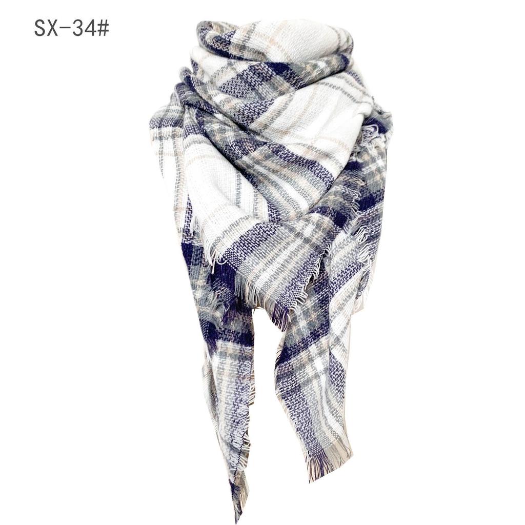 Sciarpa a scialle triangolare a quadri in finto cachemire stile europeo americano - Scaldacollo alla moda versatile per primavera, autunno, inverno